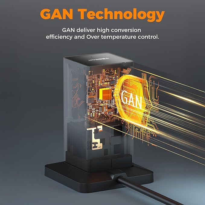 USB C Charger Blcok PD 100W, TESSAN 6-in-1 Charging Station for Multiple Devices, Desktop Tower Charger with 6 USB Ports for iPhone 17/16/15, MacBook, Tablet, Office Home Dorm Room Accessories