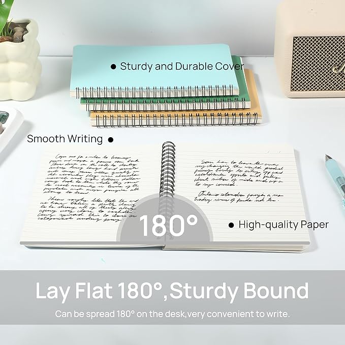 miikoul 12 Pack A5 Spiral Lined Notebooks, 8.3" X 5.5", 60 Sheets/120 Pages Wide Ruled Notebook Spiral Journals Bulk Paper Cover Notepad 12 Colors for Students Taking Class Notes Home Office Gift