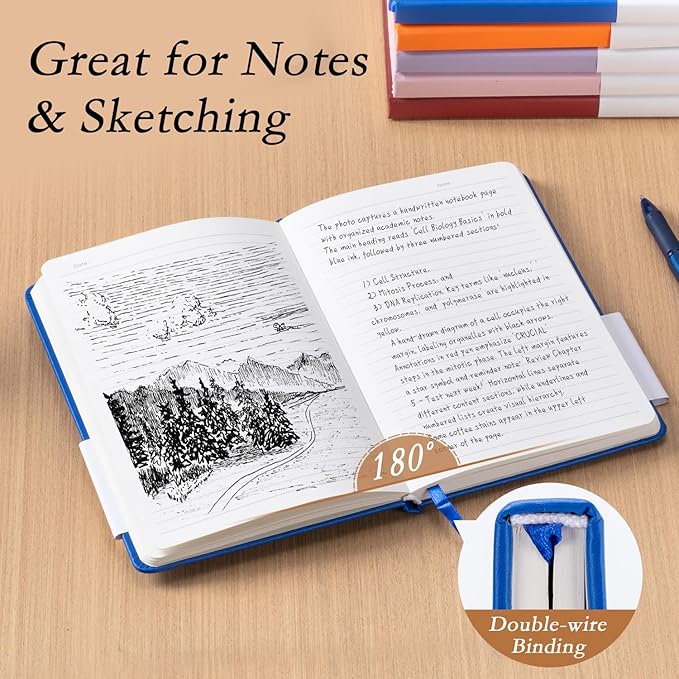 deli A5 Lined Journal Notebook, 160 Pages Hardcover Writing Notebook, 5.5"x8.2" College Ruled Notebook for Office, School, Work Notes (Blue)