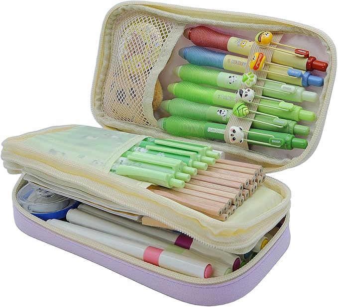 Large Capacity Pencil Case - Durable Zipper Aesthetic Pen Pouch, Big Storage Organizer for School, Office & Travel - Waterproof & Multi-Use (Purple)