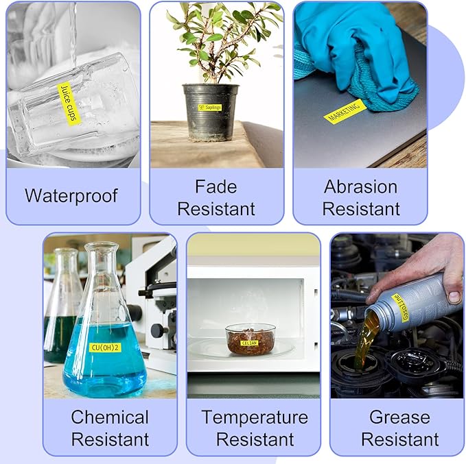 Label Tape Refills Compatible for P-Touch TZ-631 TZe-631 AZE631 Laminated Black on Yellow 1/2 Inch 0.47" 12mm for PT-D200 PTD210 D400 D600 PTH100 H110 PT2730 PTP700 PTP710BT, 2 Pack