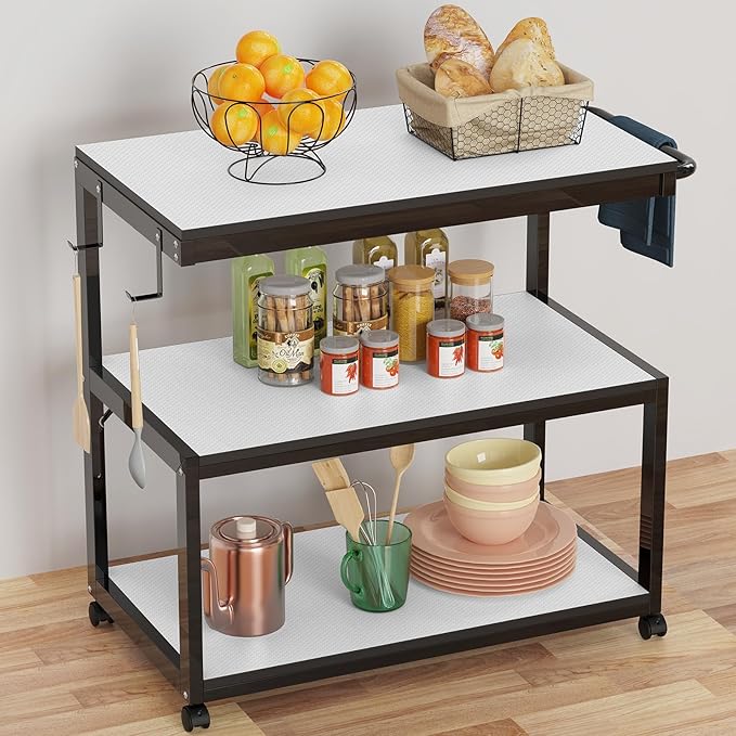 White Shelf Liners for Kitchen Cabinets Non Adhesive Drawer Liner for Bathroom Waterproof Refrigerator Liners for Shelves Fridge Plastic Mats Cabinet Cupboard Liner 17.5 x 236.2 Inches x 2 Rolls