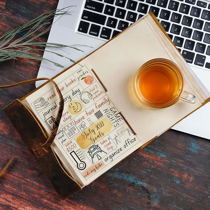 LEATHER VILLAGE Leather Bound Journal - Green, 8"X6", 220 Pages - Vintage Blank Paper Diary for Writing, Drawing, Sketchbook, and Travel Notebook - Ideal for Women and Men