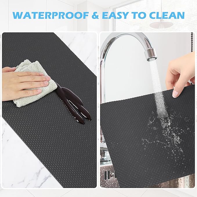 Drawer Liners, Waterproof Shelf Liner, Anti-Slip Non-Adhesive BPA Free Kitchen Cupboard Cabinet Liner Refridge Fridge Mats Sink Protector Strong Durable for Home (Grey/15.7in x 20Ft)