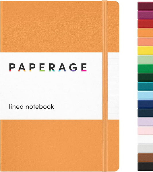 PAPERAGE Lined Journal Notebook, (Marigold), 160 Pages, Medium 5.6 in x 8 in - 100 GSM Thick Paper – Hardcover Journaling Notebook for Work, School & Note Taking