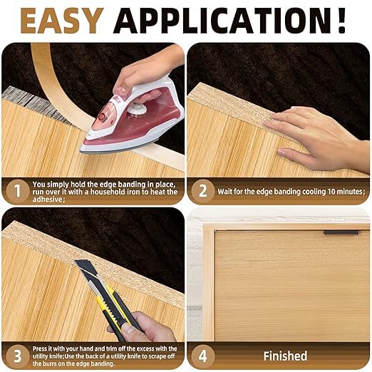 GSCIT Club Maple Edge Banding, 1/2 inch x 50ft roll of Veneer Edge Banding Preglued Flexible, Real Wood Tape Banding