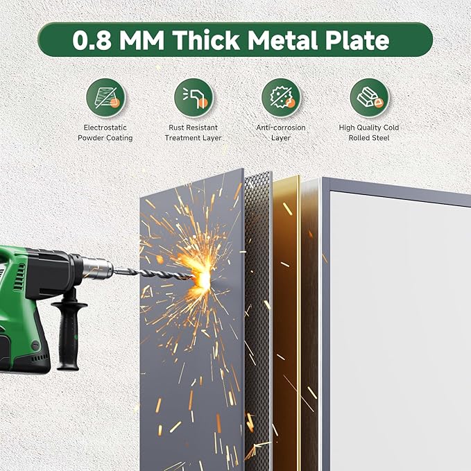 Letaya Metal Storage Cabinet with Lock Door and 5 Shelves,6 Tier Steel Garage Tool Cabinet for Home Office Utility Room 72" H X 36" W X18 D (White Gray)