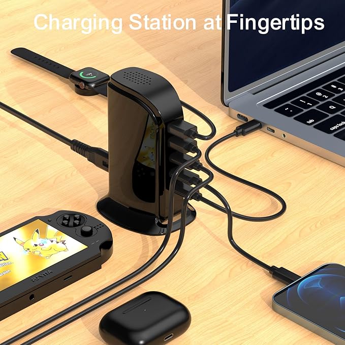 Type C Charger for Multiple Devices, Upoy USB C Fast Charging Station 100W Total, USB C Charger Block with Dual PD C Ports, USB Tower Multiports Space Saving, Charging Accessories for iPhone/Samsung