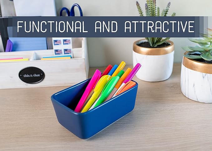 Nat & Jules Ceramic Stoneware 1/2 Pound, 2 Sticks Butter Dish with Airtight Bamboo Lid, Kitchen Accessory, Container Holder, Refrigerator Storage and Countertop Organization, Matte Navy Blue