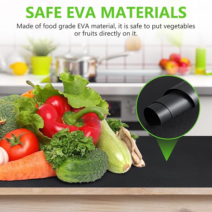 Shelf Liners for Kitchen Cabinets Non Adhesive Drawer Liner for Bathroom Waterproof Refrigerator Liners for Shelves Fridge Plastic Mats Cabinet Cupboard Liner Black 11.8 x 59 Inches