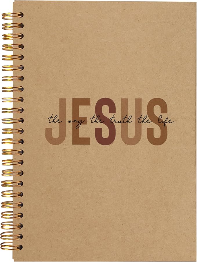 Boho Christian Notebook Journal, Christian Gifts for Women, Bible Notebooks for Note Taking, Bible Journaling Notebook, Jesus the Way the Truth the Life Hardcover Spiral Notebook 5.5x8.3 kraft paper
