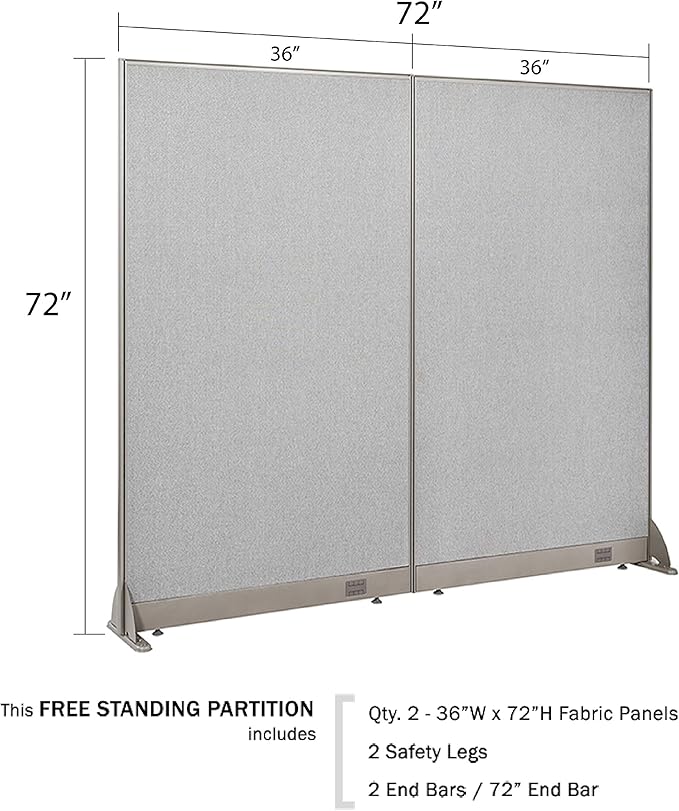 GOF Freestanding Office Partition, Large Fabric Room Divider Panel, 72" W x 72" H