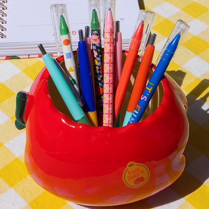 ban.do Erasable Pens with Caps and Clips, Cute Black Ink Pen with Eraser for Journaling/Work, Set of 5 Eraser Pens, Assorted