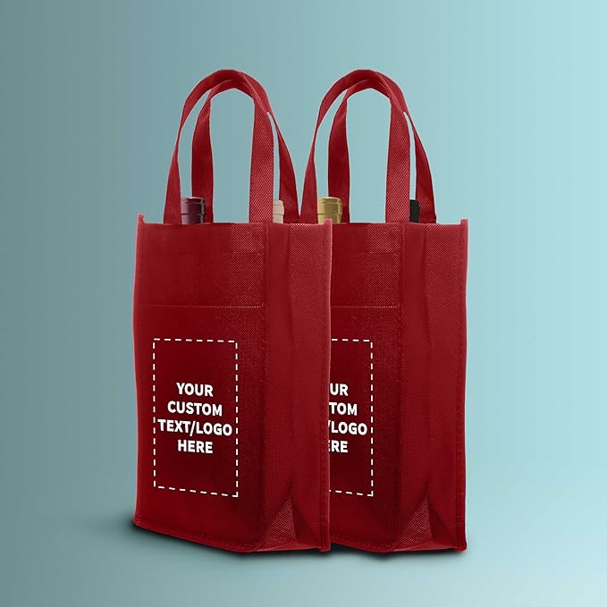 DISCOUNT PROMOS Non-Woven Vineyard Two Bottle Wine Bags