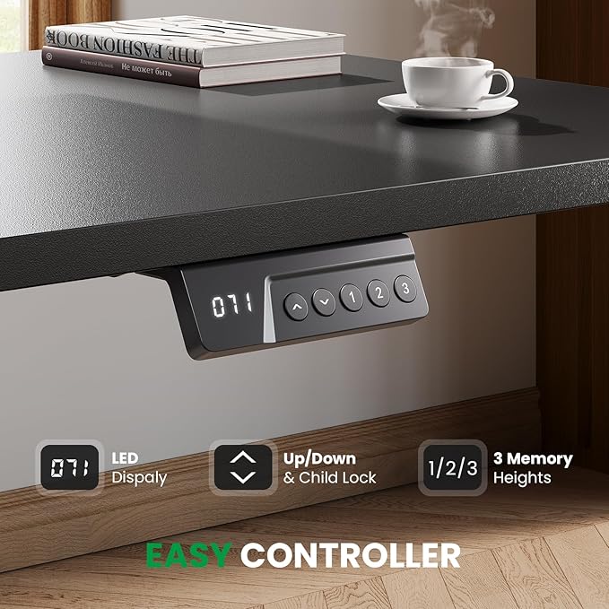 SIAGO L-Shaped Standing Desk - 75 x 63 Inch Adjustable Corner Standing Desk with Charging Station - L Shape Sit Stand Table with Memory Controller, Splice Board for Home Office