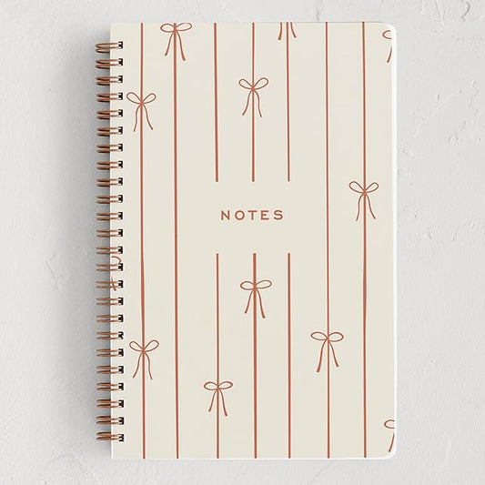 Minted Red Bow Notebook, Writing Journal for Notes & Journaling, Durable Acrylic Free Cover, Modern, Colorful & Simple Spiral Bound Journal Notebook with 80 Lined Pages, 5.5" x 8.5"