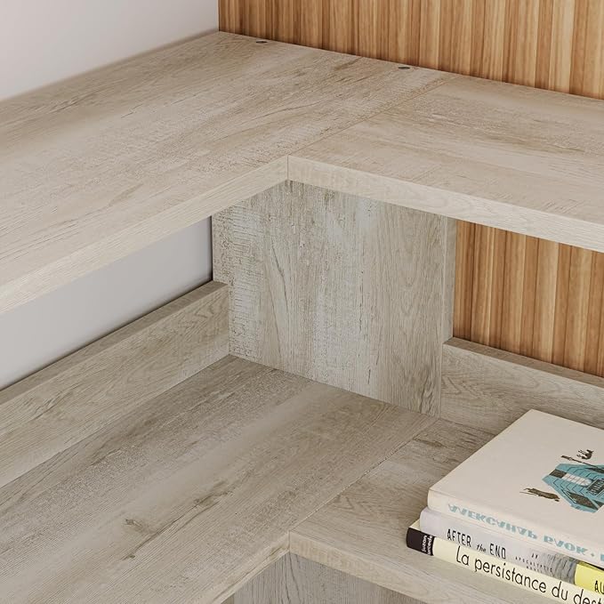 IRONCK Bookshelves 6 Tiers with Baffles Industrial Large Corner Etagere Bookcase Storage Display Rack for Living Room Home Office