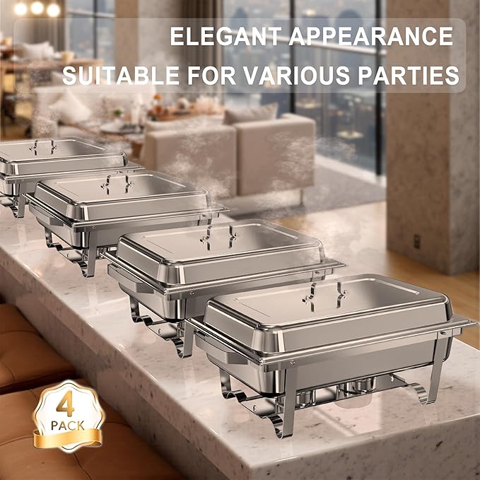 Chafing Dishes for Buffet 2 Pack, 11QT [Large Size and Sturdy] Stainless Steel Food Warmers for Parties Buffet [Silver Colors] Catering Supplies Buffet Display