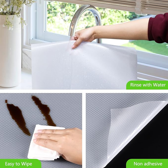 Shelf Liners for Kitchen Cabinets Refrigerator Liners Waterproof Kitchen Cupboard Liner Non-Slip Drawer Mats Non Adhesive Fridge Mats for Shelves - Clear 11.8 x 59 Inches