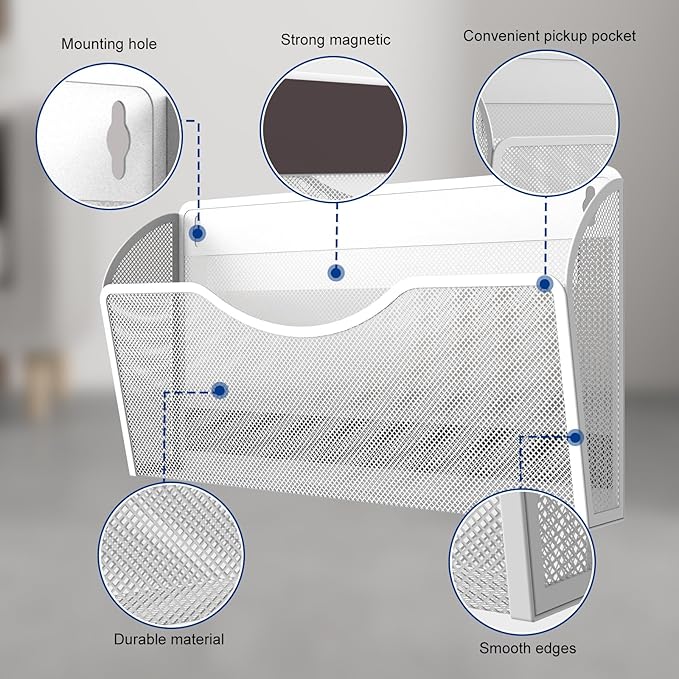 Magnetic File Holder 1 Pockets File Folder Organizer, Office Hanging Magazine Rack for File Cabinets, Magnetic Paper Holder, No Drilling Mail Organizer for Refrigerator, Office