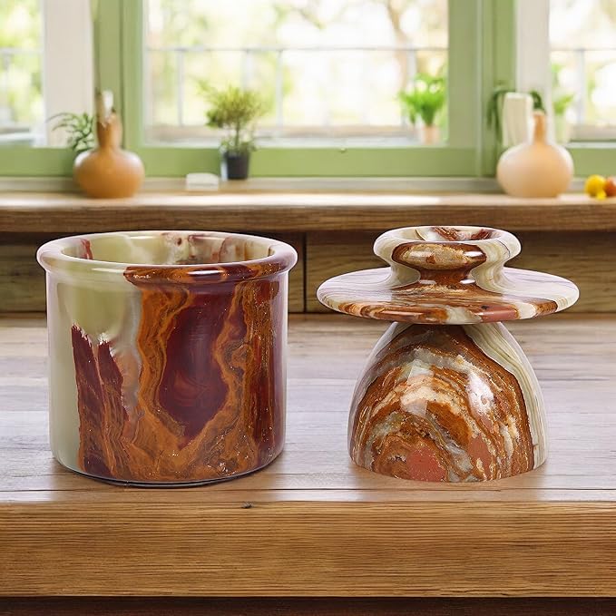 Marble Butter Keeper - Butter Crock - Round Butter Dish With Lid - French Butter Crock - Butter Keepers to Leave on Counter - Perfect Breakfast Companion with Classical Look (Multicolor)