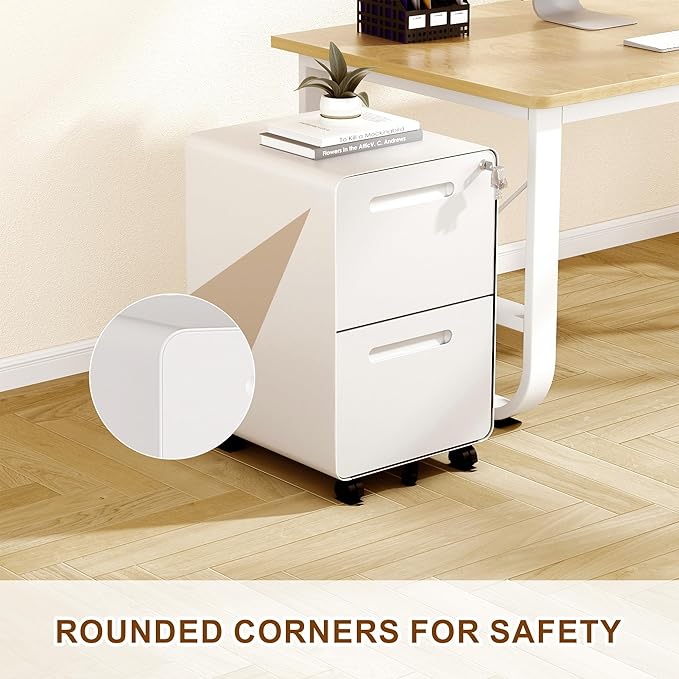 2 Drawer File Cabinet with Lock and 4 Keys, Mobile Metal Filing Cabinet, File Cabinets for Home Office, Under Desk, Pre-Assembly, File Drawer, Letter/Legal/A4 Hanging File Folders