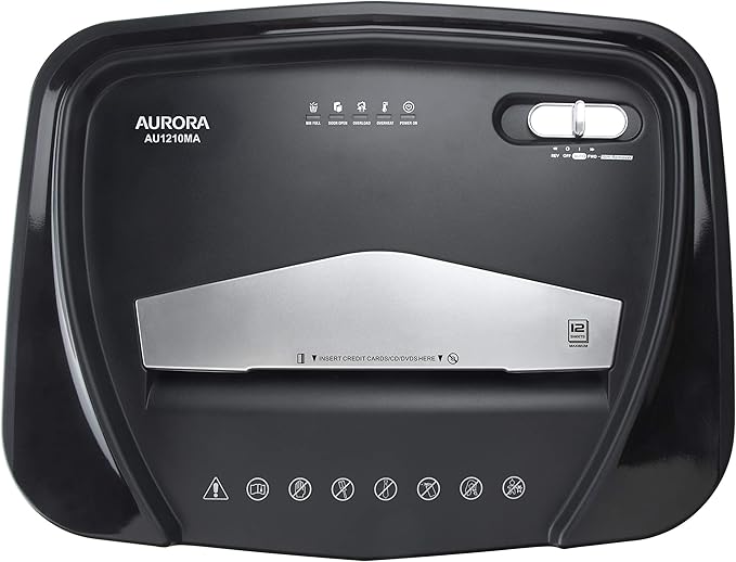 Aurora AU1210MA Professional Grade High Security 12-Sheet Micro-Cut Paper/CD and Credit Card/ 60 Minutes Continuous Run Time Shredder