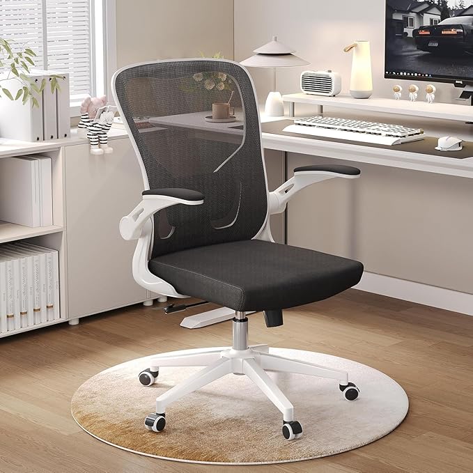 Ergonomic Office Chair, High-Back Mesh Computer Desk Chair with Adjustable Height, Lumbar Support, Flip-Up Armrests,headrest，and Swivel Rolling Design for Home and Office Use