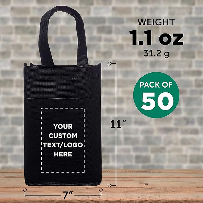 DISCOUNT PROMOS Non-Woven Vineyard Two Bottle Wine Bags