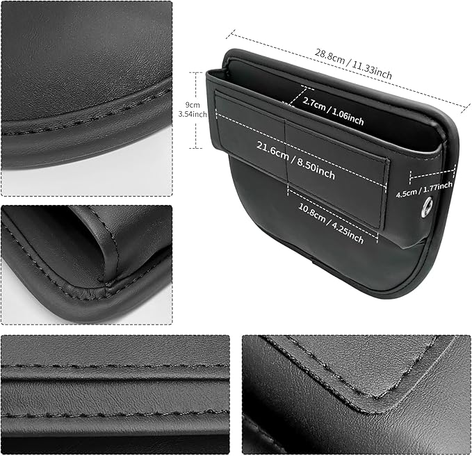 Universal Fit Car Seat Gap Filler Leather Car Storage Organizer Front Seat Auto Accessories for Women Fashion Colored Car Adjustable Storages for Phones Glasses Keys Cards 1 Pack