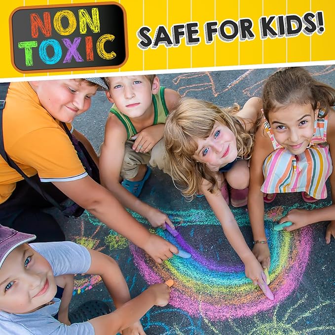 280PCS Sidewalk Chalks in 24 Colors: Washable Jumbo Chalk Set for Kids Toddlers, Non-Toxic Dustless Colored Chalk Bulk for Outdoor Art, Party Favors, Painting on Chalkboard Blackboard Playground