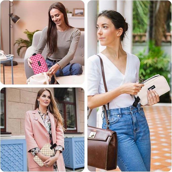 Cerbonny Mini Cooler Bag, Freezable Lunch Bag & Snack Bag, Insulated Bag for Travel/Work/School, Small Cooler Lunch Box with Detachable Gel Packs, Beige, 180 Cubic Inches