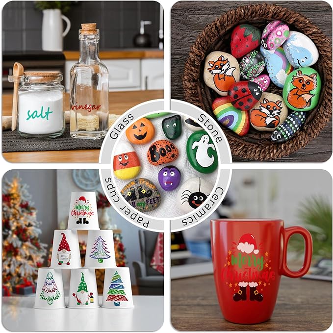 Red Paint Markers, 3 Pack Oil-Based Waterproof Quick Dry Permanent Paint Pen Set for Rocks Painting, Wood, Fabric, Plastic, Canvas, Glass, Mugs, Metal, Tire, Stone, DIY Craft