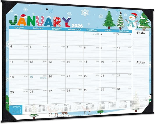 2026 Desk Calendar - Large Desk Calendar 2026, Jan.2026 - Dec.2026, 22" x 17", 2026 Calendar with Corner Protectors + Large Ruled Blocks, To-do & Notes, 12 Different Themes