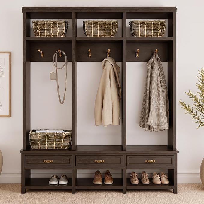 StorageWorks Wicker Baskets for Decor, Decorative Storage Basket with Built-in Handles, Vintage Banana Leaf Organizer for Home Decor, Set of 2