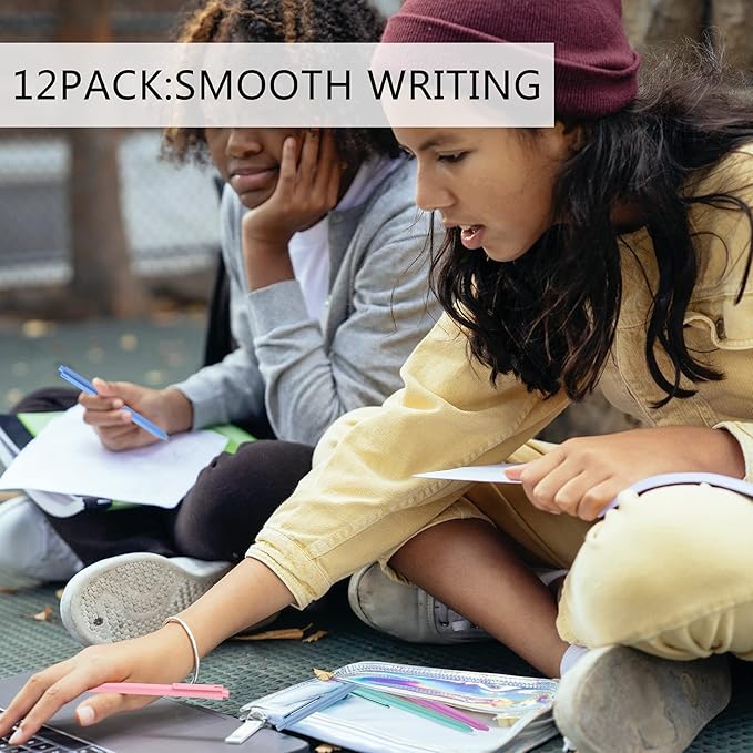 WY WENYUAN Cute Pens, 24 Pcs Fine Point Smooth Writing Pens, Personalized Ballpoint Pens Bulk, Flair Colorful Pens, Black Ink 1.0 mm Journaling Pen, School Office Supplies for Women & Men, Note Taking