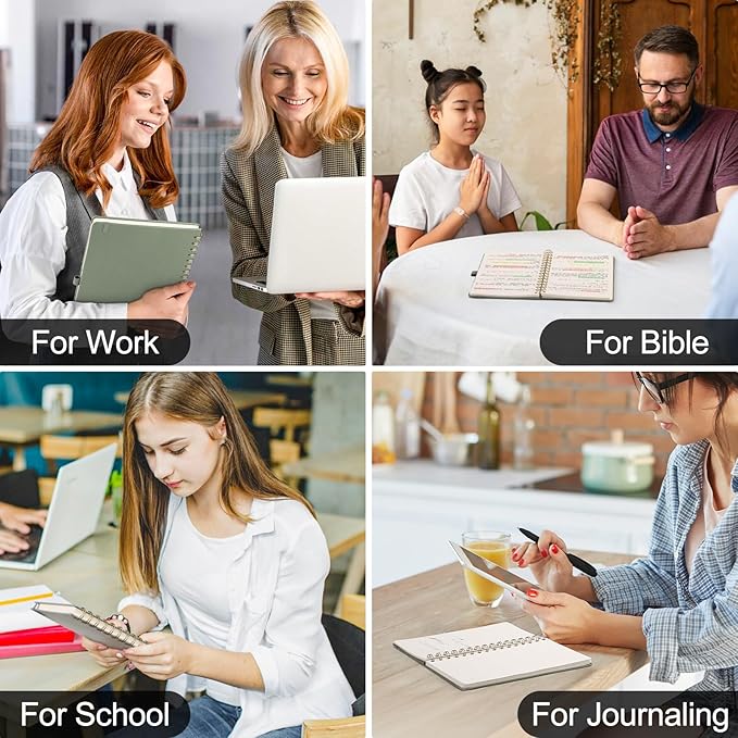 AHGXG Lined Spiral Notebook Journal for Women, 140 Pages Hardcover Leather Notebook College Ruled, A5 5.7" x 8.3", 100 GSM Thick Paper, Notebooks for School Work, Journals for Writing, Black