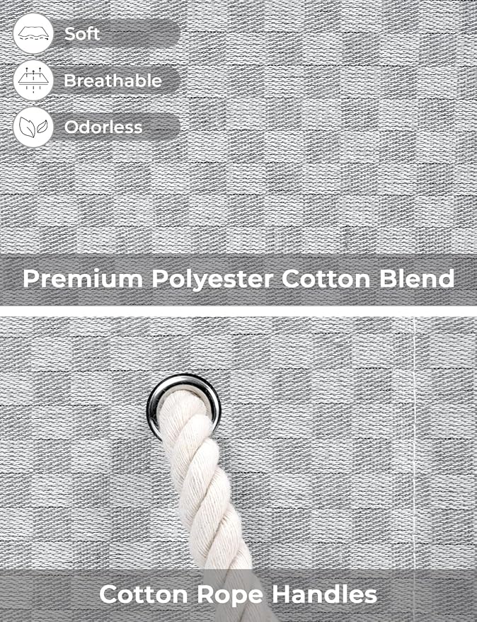 StorageWorks Storage Baskets for Shelves, Foldable Fabric Closet Storage Bins with Handles, Fabric Storage Bins Clothes Organizer, Gray Check, 3-Pack, Large