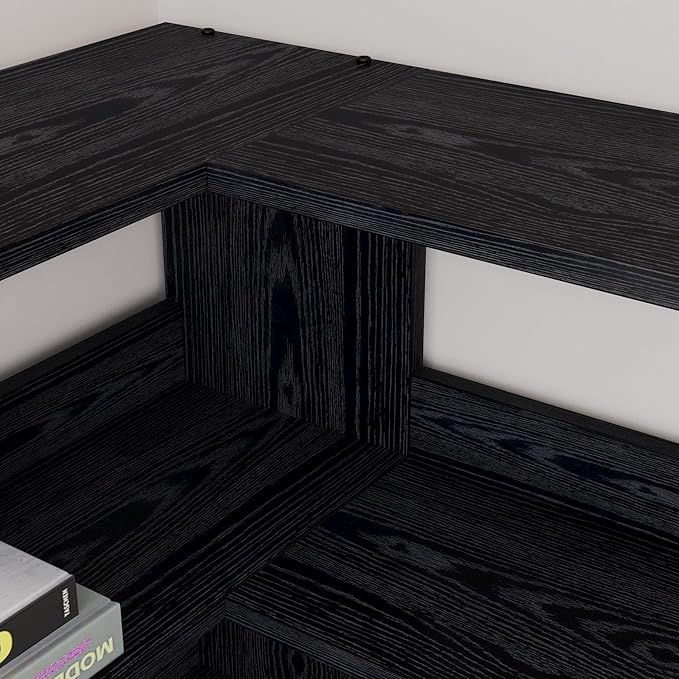 IRONCK Bookshelves 6 Tiers with Baffles Industrial Large Corner Etagere Bookcase Storage Display Rack for Living Room Home Office