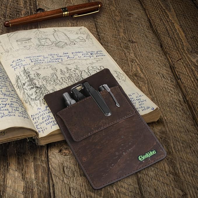 Premium Portuguese Cork Pocket Protector for Men | Multi-Use Pocket Protectors for Shirts and Lab Coats | For Pen, Pencils, Pointers, and More | 1 Pack Brown Pocket Organizer Protector