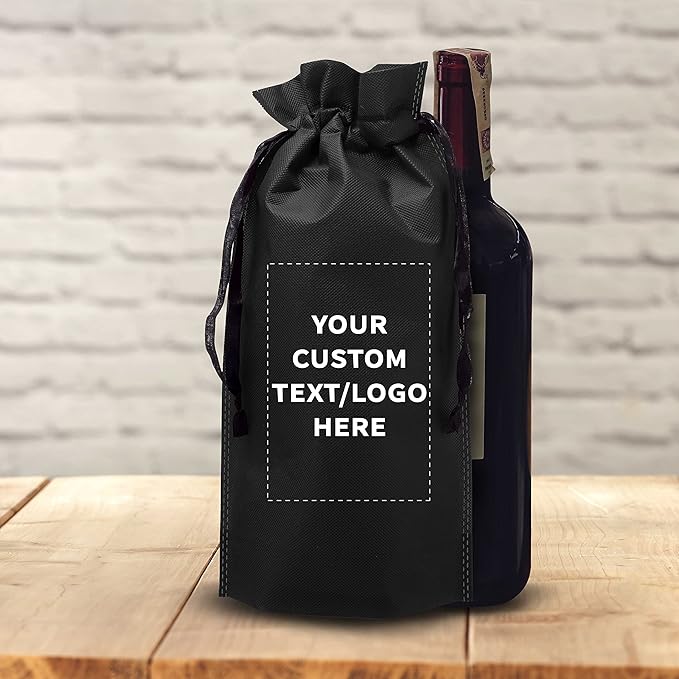 DISCOUNT PROMOS Non-Woven Vineyard Two Bottle Wine Bags