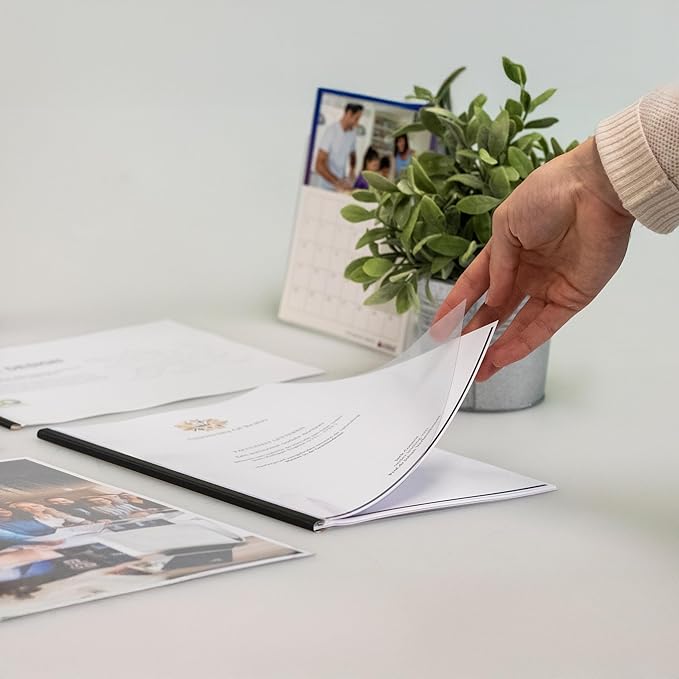 Thermal Binding Clear Covers with Steel Spine –for Thermal Binding Machines – Formerly Unibind – Used in Real Estate, Education and Various Businesses (White, 40 Sheets Max - 96/Boxes)