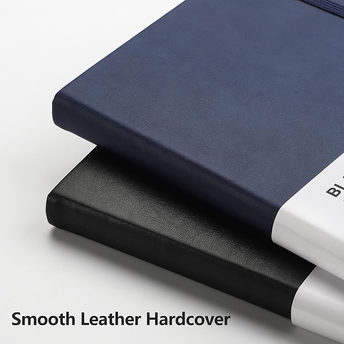 RETTACY Blank Journal Notebook, 192 Pages, A5 Medium Size (5.7'' x 8.3''), Leather Hardcover, 100 GSM Thick Paper, for Sketching, Drawing, Painting (Navy Blue)