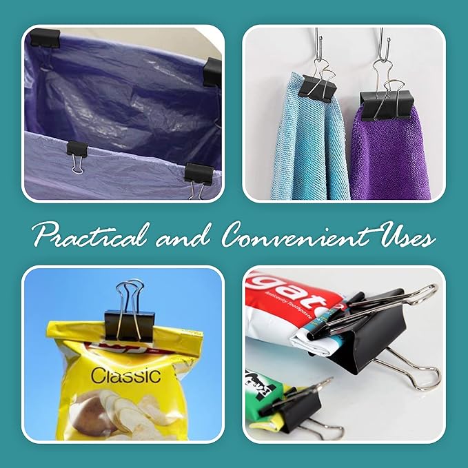 Binder Clips - 48 Pack Large Binder Clips, 2 Inch, Black Paper Clamps, File Clip for Home, Office and School Supplies