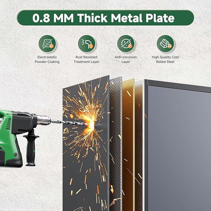 Letaya Metal Storage Cabinets with Lock Door and 5 Adjustable Shelves, Steel Garage Tool Organization Cabinets for Home,Utility Room, Warehouse,Lockers(71"-Black Gray)