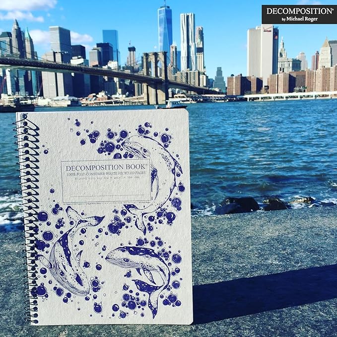 Decomposition Humpback Whales College Ruled Spiral Notebook - 9.75 x 7.5 Journal with 160 Lined Pages - 100% Recycled Paper - Cute Notebooks for School Supplies, Home & Office - Made in USA