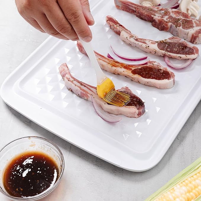 Grilling Prep and Serve Trays, BBQ Tray for Raw and Cooked Food, Melamine Marinating Serving Platter and Grill Tray for Outdoor, Parties and BBQ, Food Trays, Set of 2, Black and White