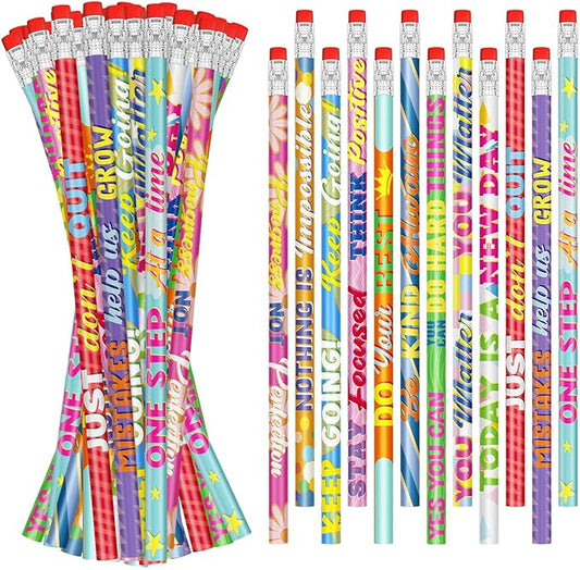 Cinrobiye 100 PCS Inspirational Pencils Bulk,Motivational School Wood Pencils,Encourage Positive Pencil Party Favors Gifts Pencil Back to School Supplies for Kids Student Teacher Classroom Reward