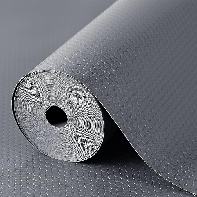 Shelf Liners for Kitchen Cabinets Refrigerator Liners Waterproof & Oil-Proof Kitchen Cupboard Liner Non-Slip Drawer Mats Non Adhesive Fridge Liner for Shelves - Grey 23.6 x 393.7 Inches