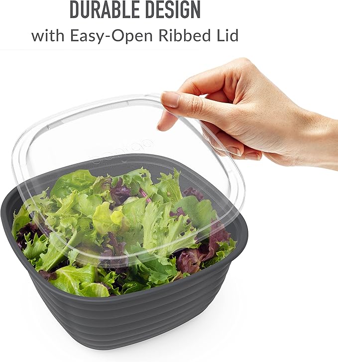 Bentgo Prep - 1-Compartment Bowls with Custom Fit Lids - Reusable, Microwaveable, Durable, PFAS & BPA-Free, Freezer and Dishwasher Safe Meal Prep Food Storage - 10 Bowls & 10 Lids (Graphite)